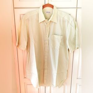 Cerruti 1881 Light green Check Shirt short  Sleeve pure cotton men's 17.5 44
